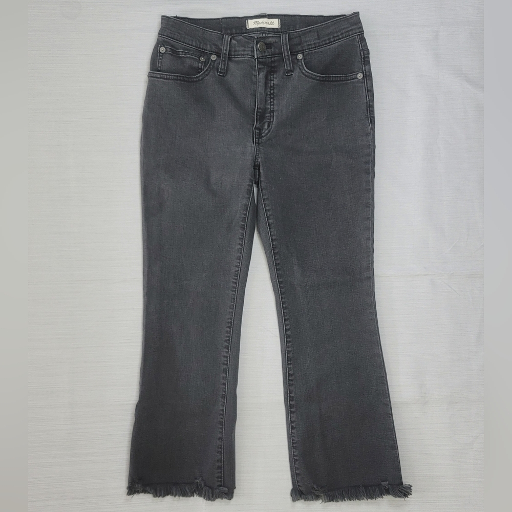Madewell Petite Cali Demi-Boot Jeans Womens 27P Berkeley Black Chewed Hem
